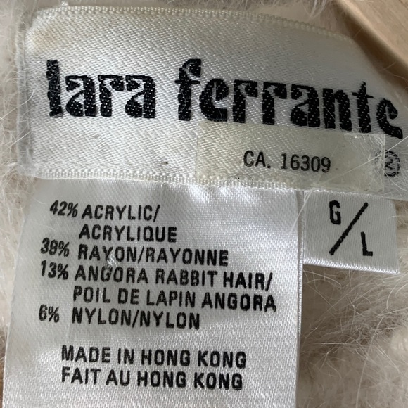 Vintage Lara Ferrante Angora Sweater Faux Leather Flowers Sequins Black Purple L - Picture 9 of 11